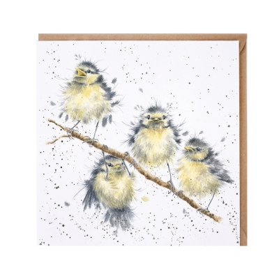 'Hanging Out With Friends' birds on a branch card