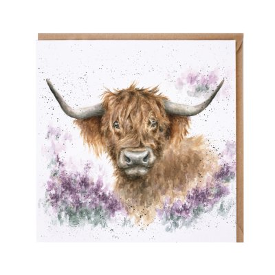 'Highland Heathers' Highland cow card