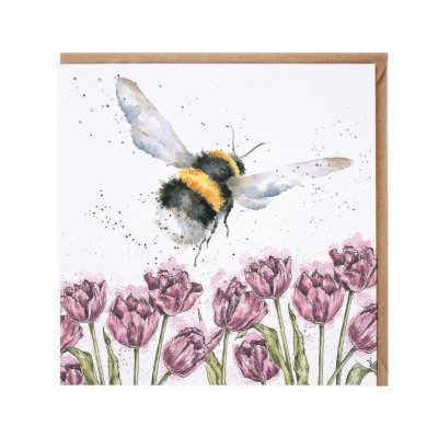 'Flight of the Bumblebee' bee and tulip card