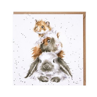 'Piggy in the Middle' rabbit and guinea pig card