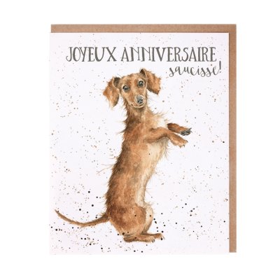 Dachshund French birthday card