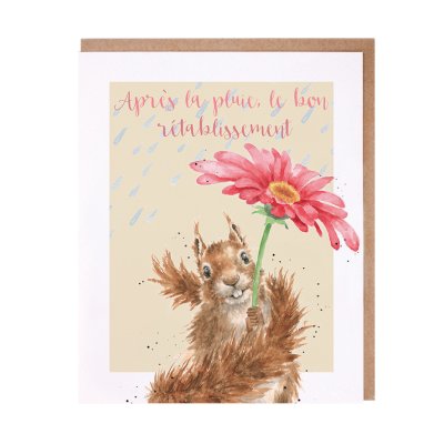 Squirrel with a flower French card
