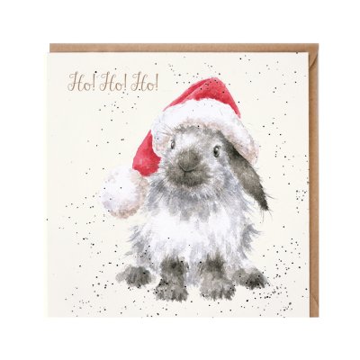 Rabbit in a santa hat French Christmas card