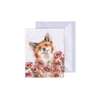 Fox and poppy mini card