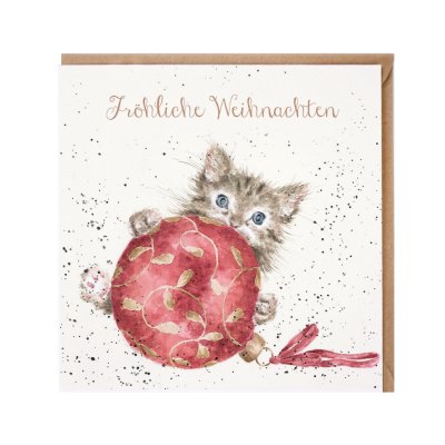Kitten with a Christmas bauble German Christmas Card