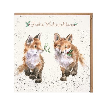 Fox with mistletoe German Christmas Card