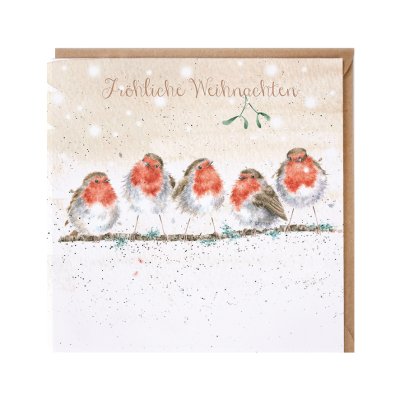 Robins on a branch German Christmas Card