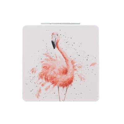 Flamingo pocket compact mirror