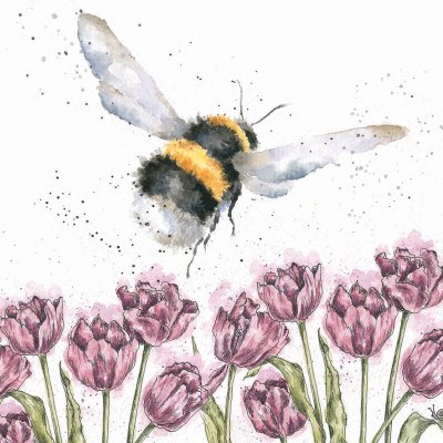 'Flight of the Bumblebee' bee and tulip artwork print