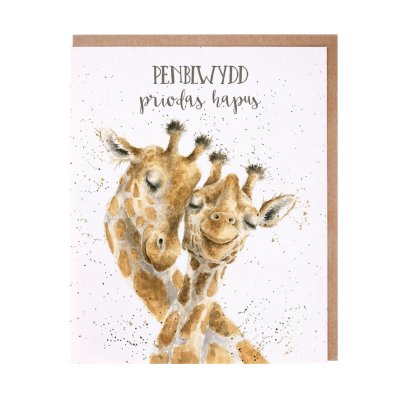 Giraffe Welsh Anniversary card