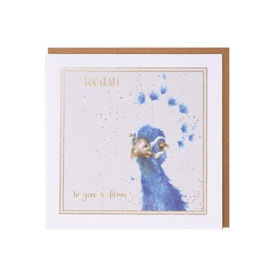 Peacock Too glam to give a damn greeting card