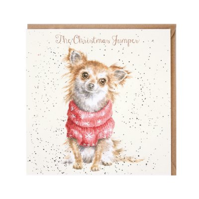 Chihuahua in a woolly jumper Christmas card