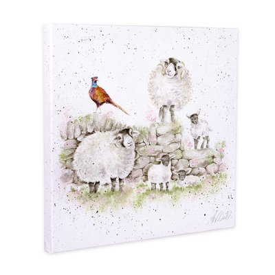 Green Pastures sheep and pheasant canvas print