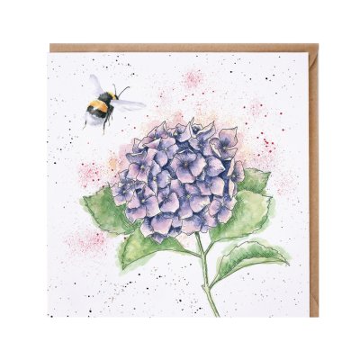 'The Busy Bee' bee and hydrangea card