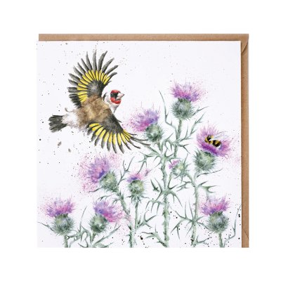 'Feathers and Thistles' gold finch card