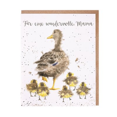 Duck and ducklings German card