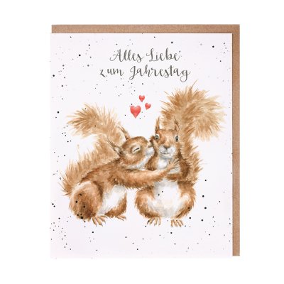 Squirrels kissing German card