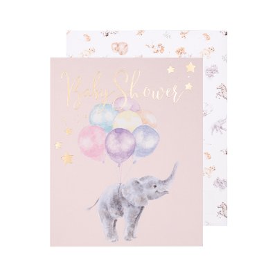 Up and Away elephant baby  shower greeting card