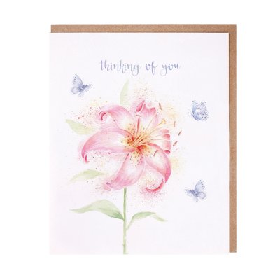 Butterly and lily thinking of you card