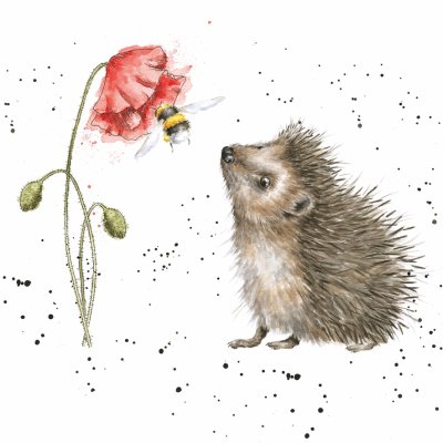 'Busy as a Bee' hedgehog poppy and bee artwork print