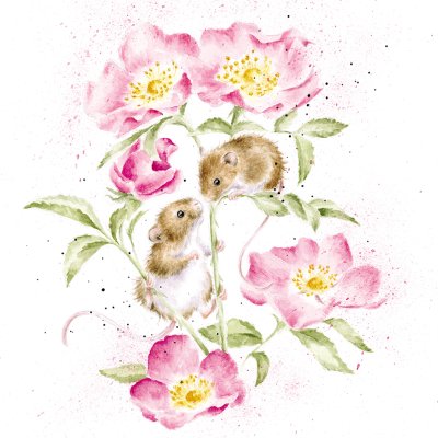 'Little Whispers' mouse and rose artwork print