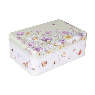 Bee and butterfly rectangular tin