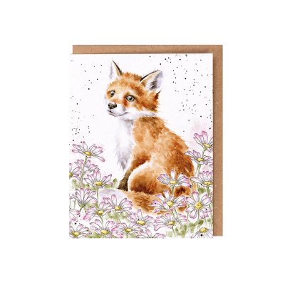 Fox and daisy card with wildflower seeds