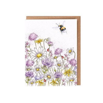 Bumblebee and flower card with wildflower seeds