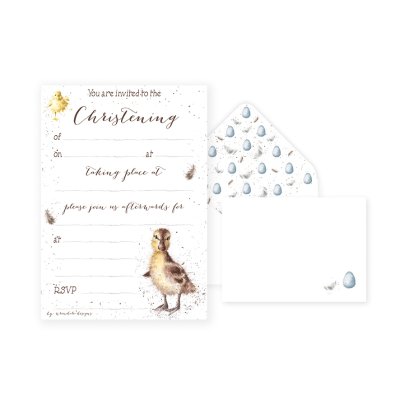 Duckling christening invitation set