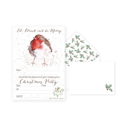 Robin Christmas party invitation set