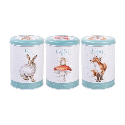 The Country Set hare, mouse and fox Tea, Coffee, Sugar Canisters