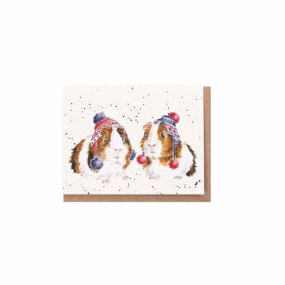 Guinea pigs in woolly hats mini card