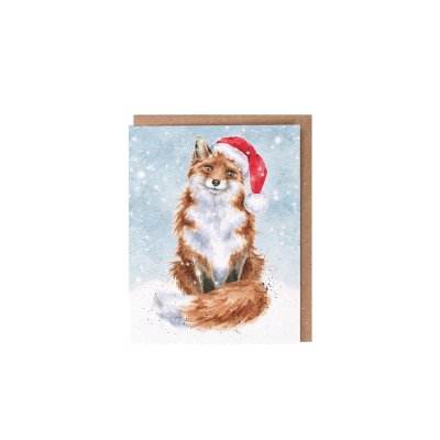 Fox in a festive hat mini card