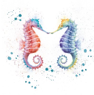 'Shell We Dance' seahorse artwork print